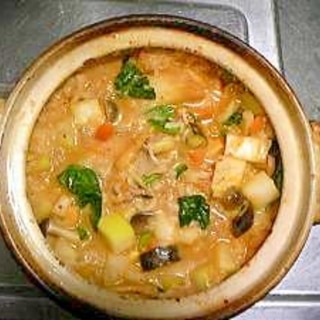 野菜たっぷり☆豚汁雑炊withキムチ